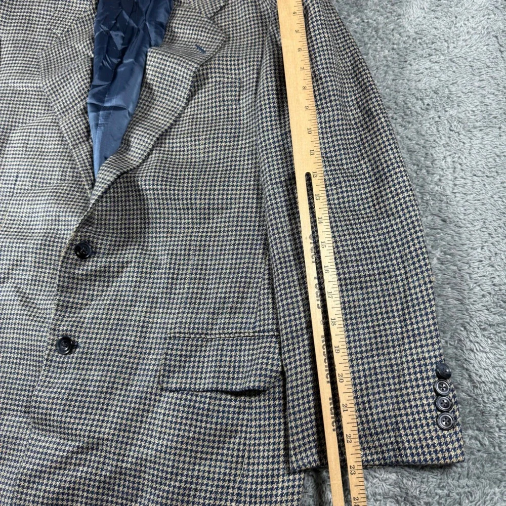 Hickey-Freeman Jacket Mens 41R Silk Linen Wool Houndstooth Sport Coat Blazer